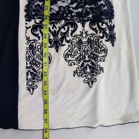 LEE ANDERSEN Lace Color-Block Dress XL Jersey Knit A-Line Sleeveless Shift - Picture 12 of 16